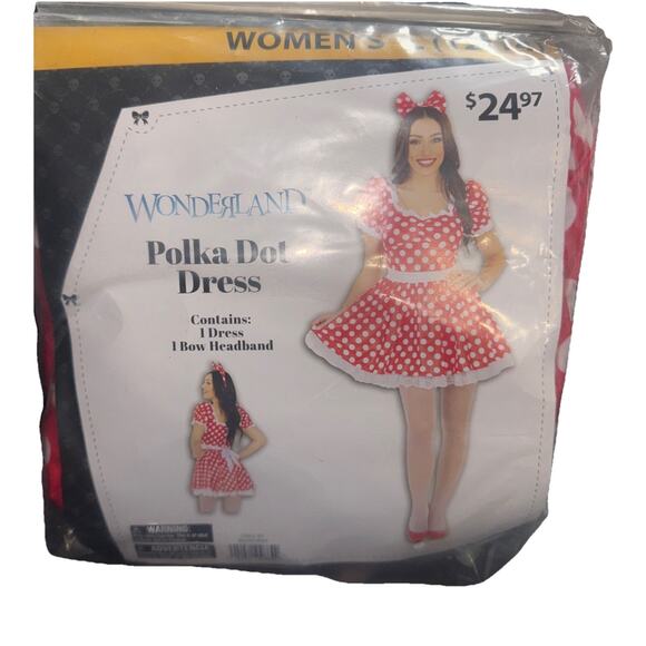 Other - Wonderland Women's Large 12/14 Polka Dot Dress Halloween Costume HRC